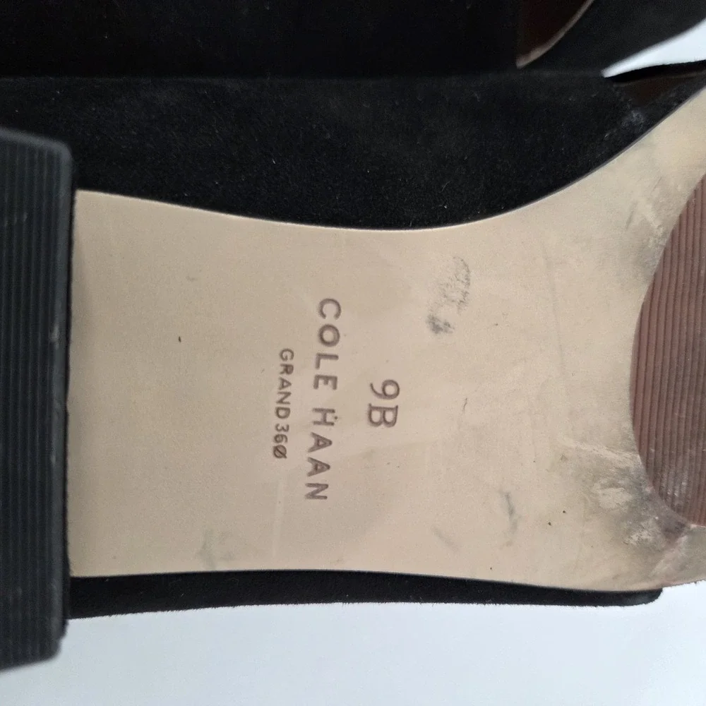 Cole Haan Grand Viola Skimmer Black Suede Flats Bow Accent Women's Size 9 B